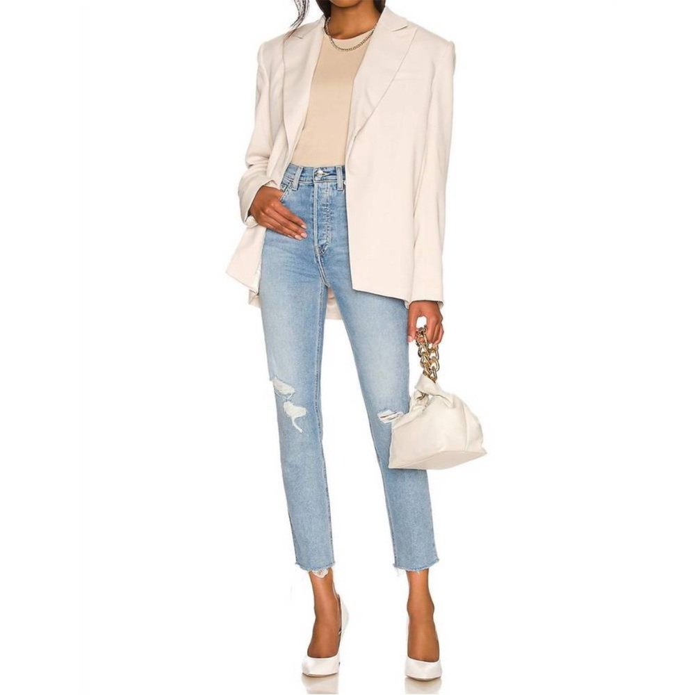 GRLFRND piper slim straight jeans in La Jolla size 25 light wash high waist